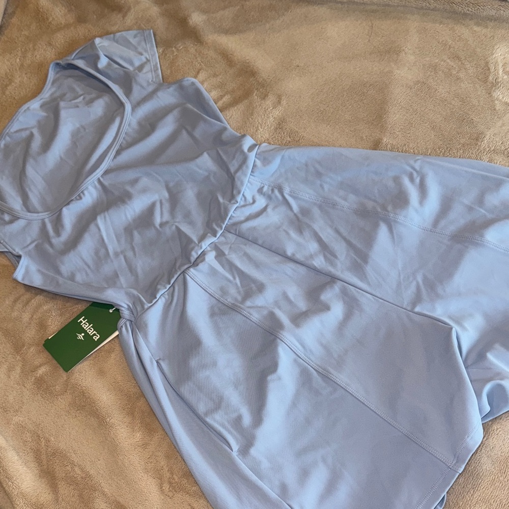 HALARA Sky Blue Short Sleeve Dress